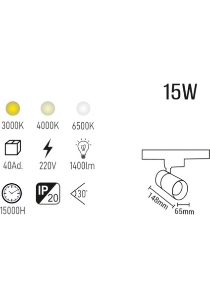 15W Siyah Kasa LED Ray Spot Gün Işığı LED Aydınlatma modelleri