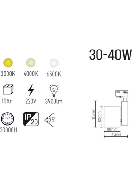 30-40W Beyaz Kasa LED Ray Spot | Gün Işığı LED Aydınlatma| Samsung Çip fiyatları