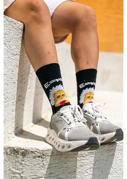 Albert Einstein Renkli Unisex Çorap modelleri