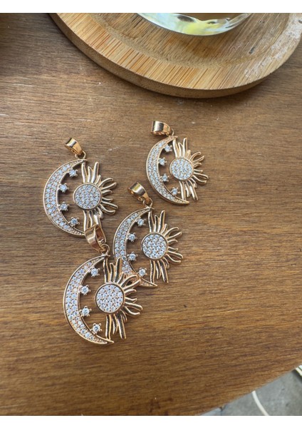 Gold Renkli Ay Güneş Kolye Ucu