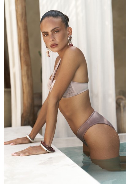 Balisya Tek Omuz Asimetrik Lila Bikini Üstü