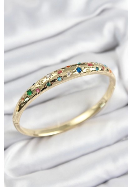 Pirinç Zirkon Taşlı Kutup Yıldızı Model Gold Renk Kadın Kelepçe - TJ-BB7572