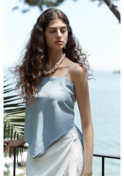 Alytih Üçgen Detay Mavi Crop fiyatları
