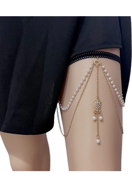 Plaj Elastik Çok Katmanlı Inci Uyluk Zinciri Kadın Moda Bacak Zinciri Püskül Zincir Geometrik Vücut Zinciri (Yurt Dışından) fiyatları
