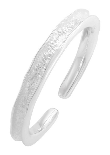 Yaz Tüm Uyumlu Hafif Lüks Niş Tasarım Siyah ve Beyaz Gümüş Açık Yüzük S925 (Yurt Dışından)