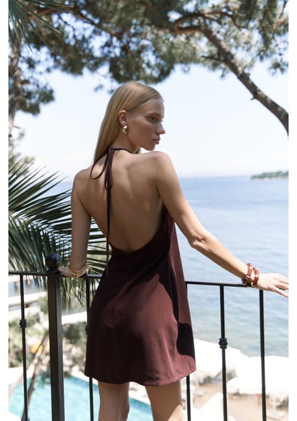 Breagha Bağlamalı Bordo Mini Elbise