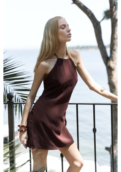 Breagha Bağlamalı Bordo Mini Elbise fırsatları