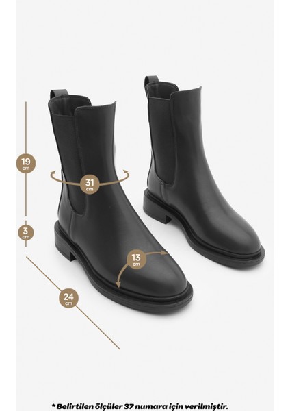 Kadın Lastikli Günlük Chelsea Bot Sebon Siyah