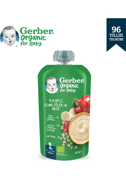 Organik Yulaflı Elma Çilek ve Muz Püresi 110 gr fiyatları