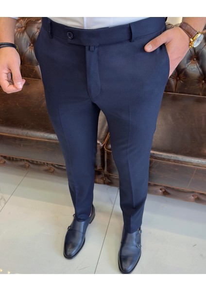 İtalyan kesim slim fit lacivert kumaş pantolon T3486 fiyatları