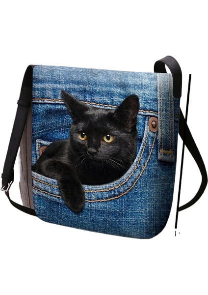 Kadın Akın Kumaş Polyester Açık Günlük Kedi Baskı Hafif ve Dayanıklı Taşıma Çantası (Yurt Dışından)