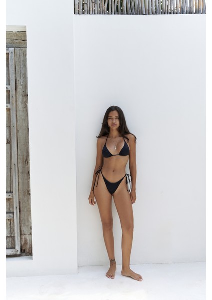 Arief Bağlamalı Brezilyan Siyah Bikini Altı