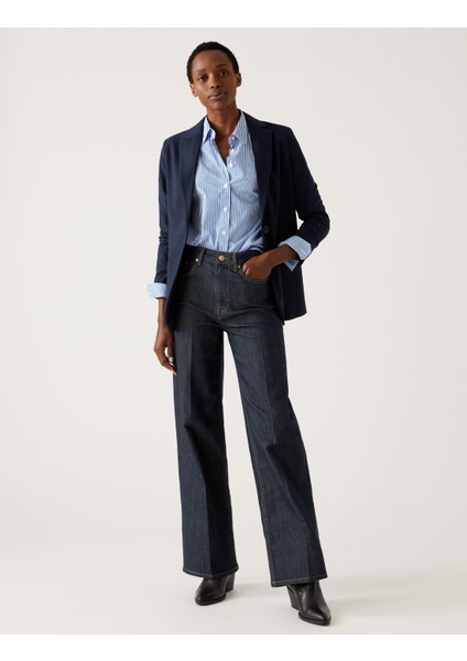 Yüksek Bel Wide Leg Jean Pantolon
