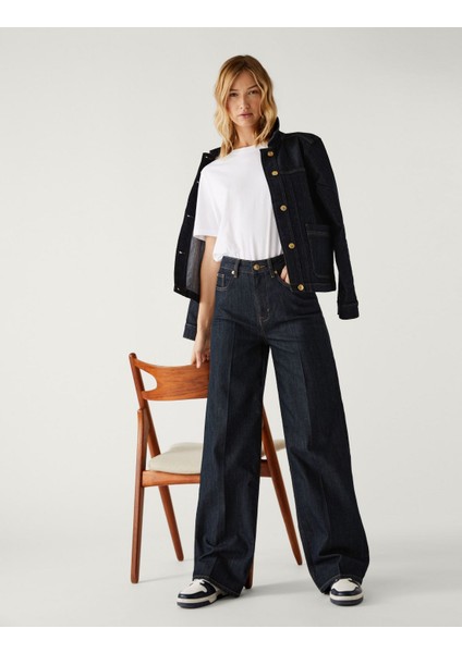 Yüksek Bel Wide Leg Jean Pantolon