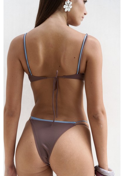 Dharma Renk Bloklu Kahve Bikini Üstü