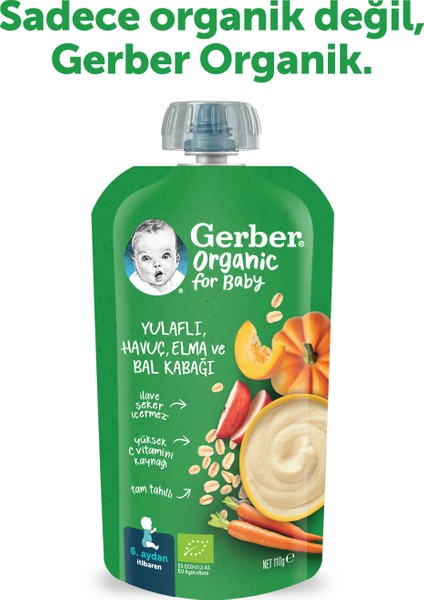 Organik Yulaflı Elma Havuç ve Balkabaklı Püre 110 gr