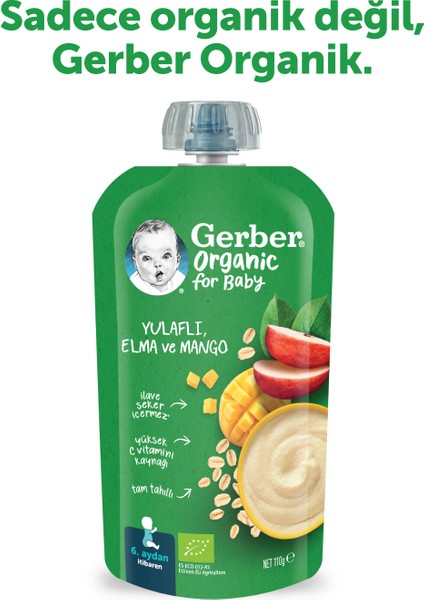 Organik Yulaflı Elma ve Mango Püresi 110 gr