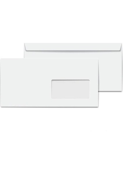 Elitstore Diplomat Zarf Beyaz Pencereli Silikonlu 90 Gr. 10.5 cm x 24 cm 100'LÜ Paket