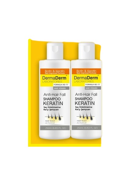 2 Adet Biotin ve Keratin Etkili Vitaminli Şampuan 2 x 250 ml