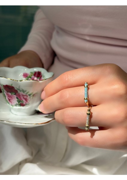 14 Ayar Altın Taşlı Tasarım Çubuk Yüzük fiyatları