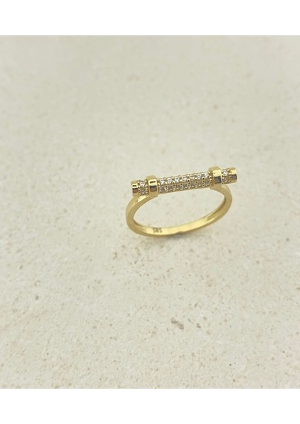 14 Ayar Altın Taşlı Tasarım Çubuk Yüzük fırsatları