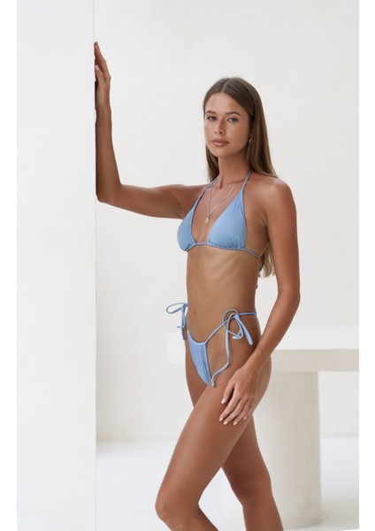 Cahya Bağlamalı Mavi Bikini Altı