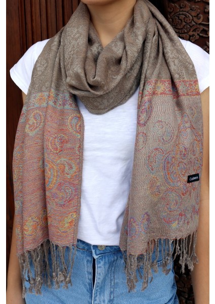 Cashmere Jakarlı Püsküllü Şal – 70X180 cm