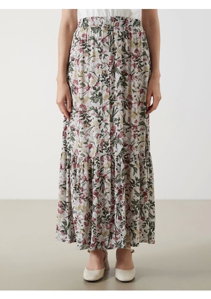 Lcw Grace Bej Beli Lastikli Çiçekli A Kesim Etek fiyatları