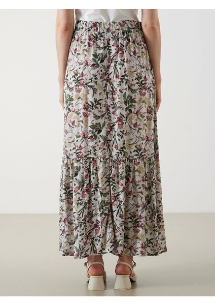 Lcw Grace Bej Beli Lastikli Çiçekli A Kesim Etek fırsatları