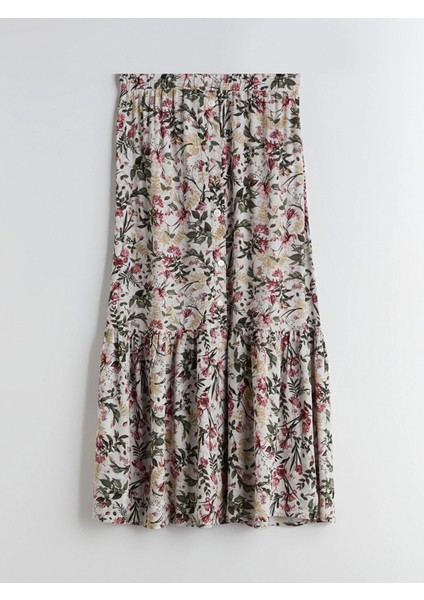 Lcw Grace Bej Beli Lastikli Çiçekli A Kesim Etek indirimleri