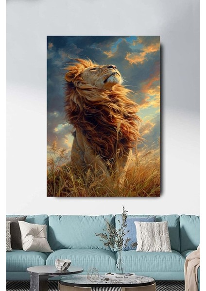 Aslan 6 Kanvas Tablo Ev Duvar Salon Ofis Dükkan Hediyelik Dekarasyon Süsü