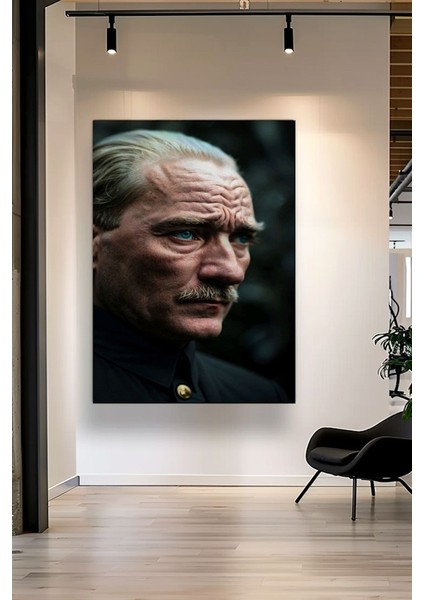 Atatürk Portresi Realistik Görünümlü Kanvas Tablo Ev Duvar Salon Ofis Dükkan Hediyelik Dekarasyon Süsü