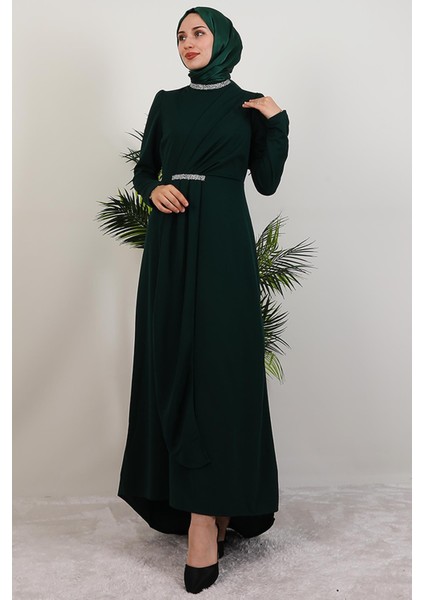 Liya Tesettür Elbise Zümrüt