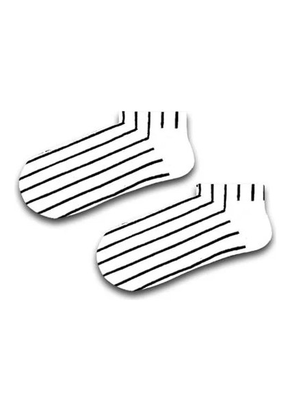 Beyaz Şerit Renkli Unisex Patik Çorap