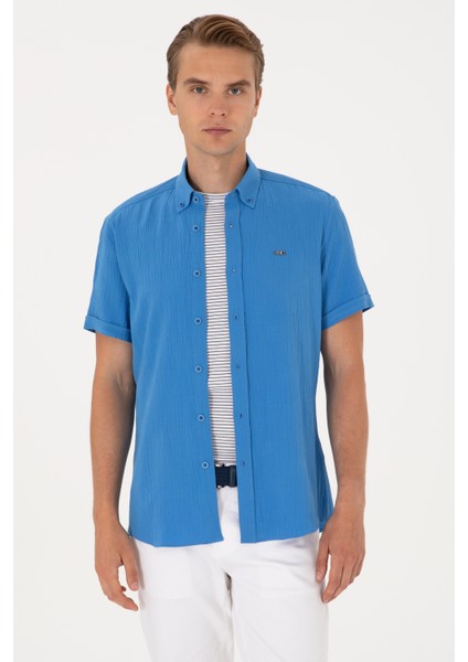 Erkek Indigo Gömlek Kısa Kollu 50306328-VR028