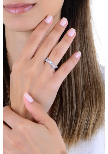 Gümüş Rodyumlu Zirkon Taşlı Sedef Görünümlü Sarmaşık Modeli Tamtur Yüzük fiyatları