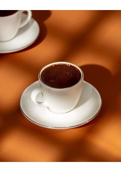 Navarre 6 Kişilik 12 Parça Kahve Fincan Takımı - Beyaz/silver - 85 ml