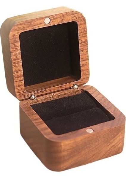 Teklif Yüzük Kutusu Siyah Ceviz Ahşap Yüzük Kutusu (Yurt Dışından)