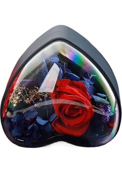 Sevgililer Günü Kalp Şeklinde Korunmuş Çiçek Mücevher Kutusu Yüzük Saklama Kutusu (Yurt Dışından)