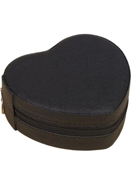 Kalp Şeklinde Taşınabilir Fermuarlı Halka Kutusu Küpe Kolye Yüzük Saklama Kutusu (Yurt Dışından)