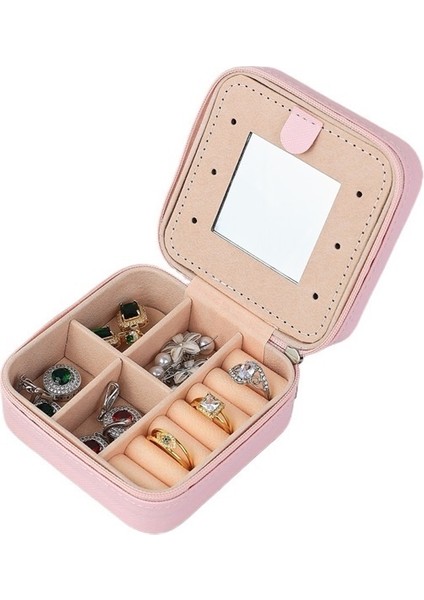 Alfabe Tarzı Aynalı Taşınabilir Yüzük Kutusu (Pembe B) (Yurt Dışından) modelleri