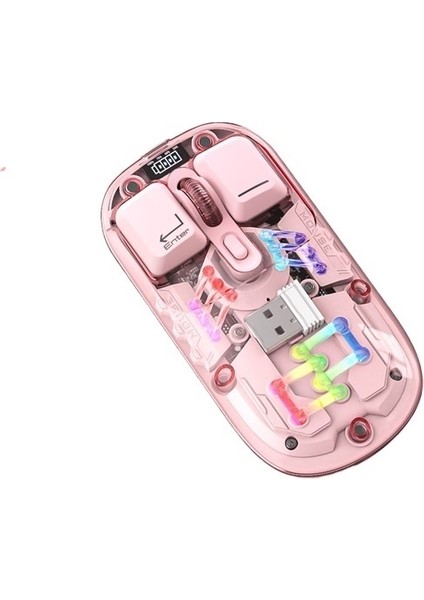 Viper Çift Katlı Fare Rgb Yayan 2.4g Kablosuz Bluetooth Şeffaf Oyun Bilgisayar Ofis Fare (Yurt Dışından)