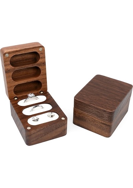 Siyah Ceviz Ahşap Yüzük Kutusu Küpe ve Yüzük Saklama Kutusu (Yurt Dışından) fırsatları