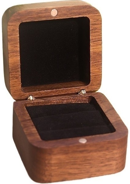 Yüzük Çifti Nişan Yüzüğü Kutusu Siyah Ceviz Çift Yüzük Kutusu (Yurt Dışından)