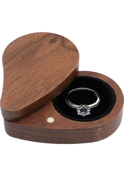 Siyah Ceviz Ahşap Yüzük Kutusu Yüzük Küpe Mücevher Kutusu Nişan Yüzüğü Kutusu (Yurt Dışından)