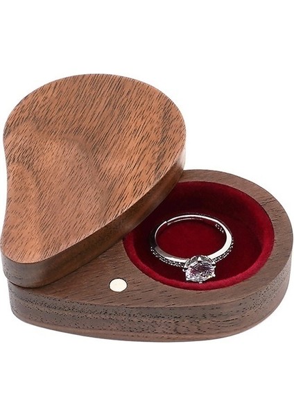 Siyah Ceviz Ahşap Yüzük Kutusu Yüzük Küpe Mücevher Kutusu Nişan Yüzüğü Kutusu (Yurt Dışından)