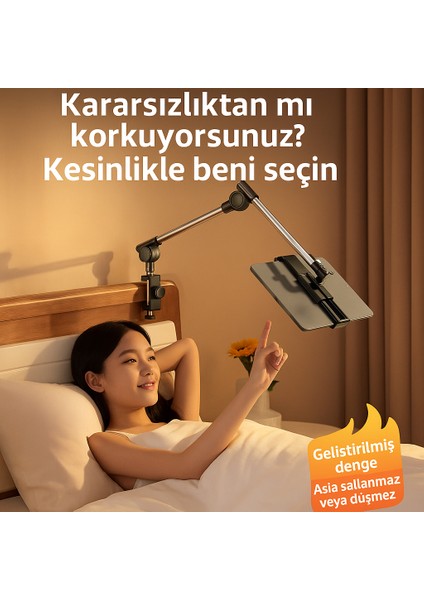 Video Konferans ve Yayın Için Ayarlanabilir Tablet Tutucu – 12.9 Inçe Kadar Uyumlu, 360 Derece Dönebilen 2 Eklemli, Ayarlanabilir Yükseklik ve Açılı Kol, Dual Lock Sistemli ZM-050 fiyatları