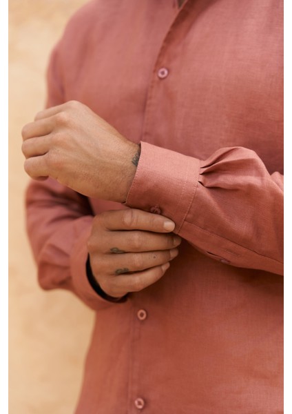 Ottavia Tarçın Keten Oversize Erkek Gömlek