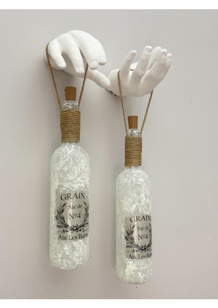 El Yapımı Heykel El Dekorlu LED Işıklı Buzlu Cam Şarap Şişesi Aplik 2'li Set fırsatları