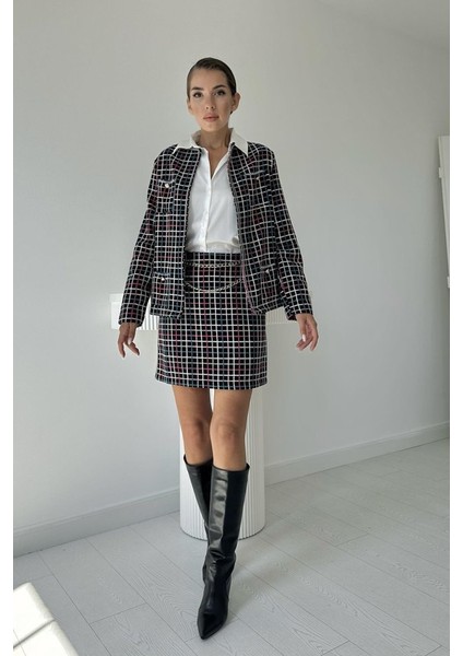 Ipeksi Siyah Önü Açık Ceket ve Eteği Zincirli Takım fiyatları